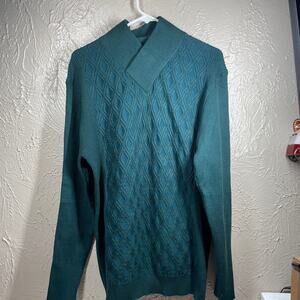 Coofandy Bluish Green Mock Neck Cable Knit Ribbed Pullover Sweater Womens Sz 2XL